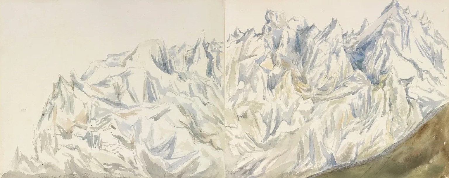Eine doppelt breite Darstellung: Der Rhonegletscher beeindruckte die Monarchin.
https://www.rct.uk/collection/search#/63/collection/980042-be/upper-part-of-the-rhone-glacier