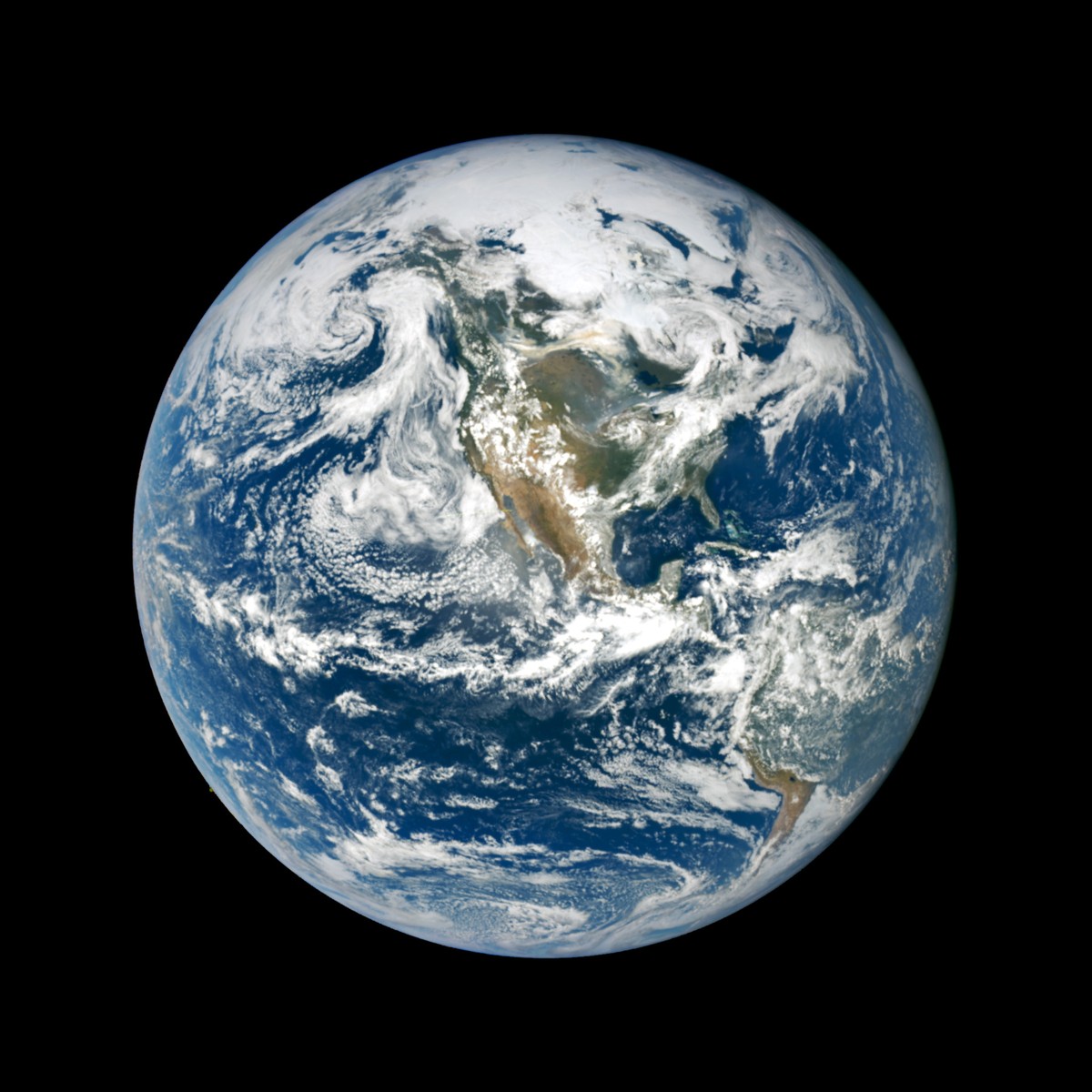 epa07623417 A handout photo made available by NASA Earth Observatory shows smoke from Canadian wildfires as seen one million miles (1.5 million km) away in space by NASA's Earth Polychromatic Ima ...