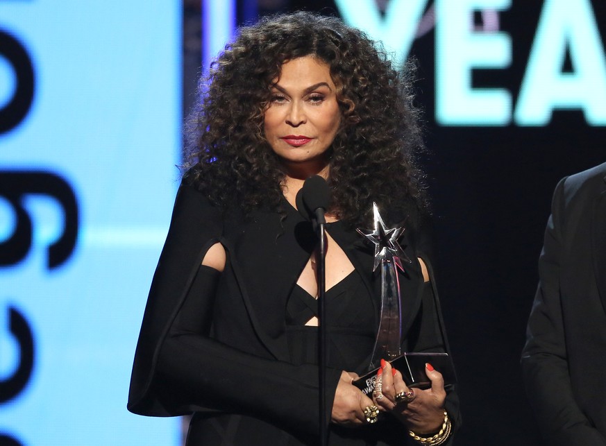 Tina Knowles accepts the award for video of the year on behalf of Beyonce for Formation at the BET Awards at the Microsoft Theater on Sunday, June 26, 2016, in Los Angeles. (Photo by Matt Sayles/Inv ...