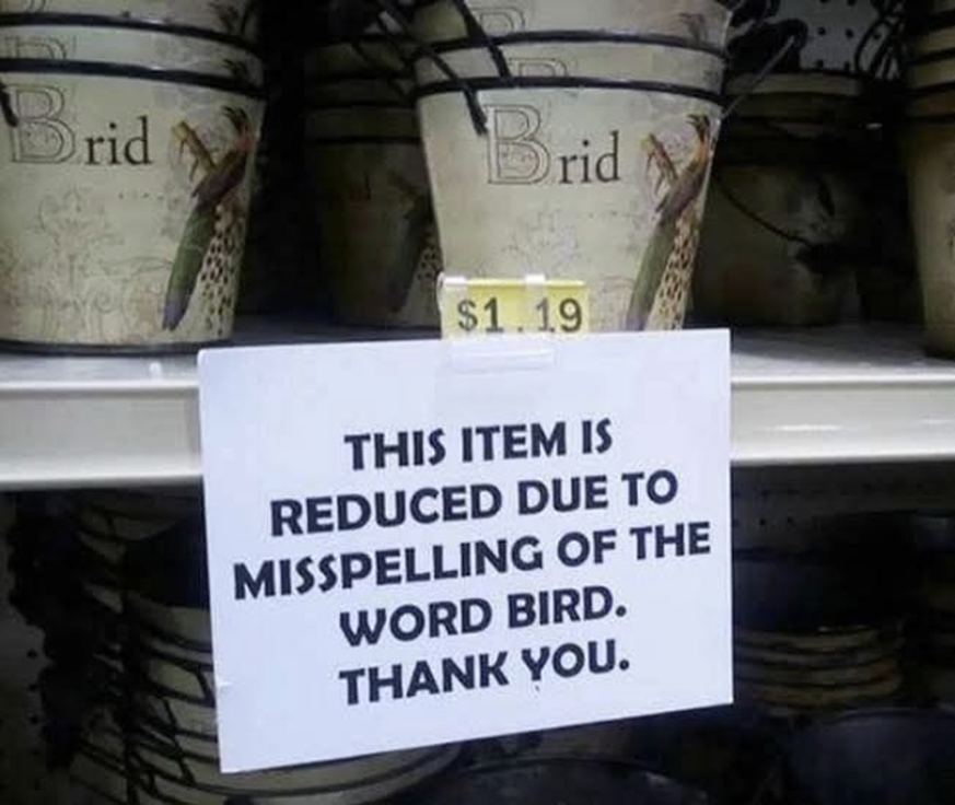 Die lustigsten Fails der Woche: Schreibfehler in Dekoartikel mit Vogel