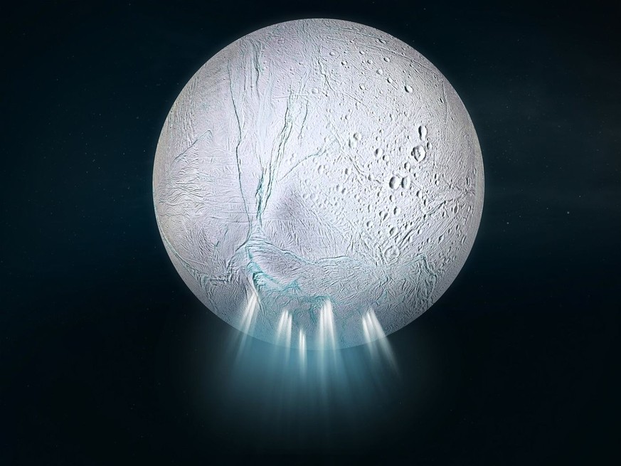 Wasserfontänen auf Enceladus.
