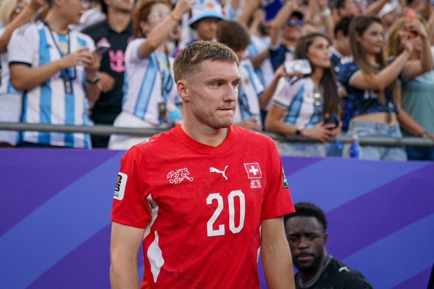 USA: Fussball FIFA World Cup, WM, Weltmeisterschaft, Fussball 2026, Viertelfinale - Argentinien vs Schweiz - Kansas City Stadium GEHA Field at Arrowhead Stadium, Kansas City, Missouri: Michel Aebische ...