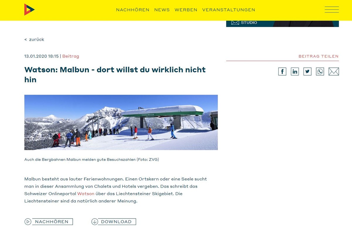 Radio Liechtenstein reagiert auf den watson-Artikel. Den Beitrag kannst du hier nachhören.
