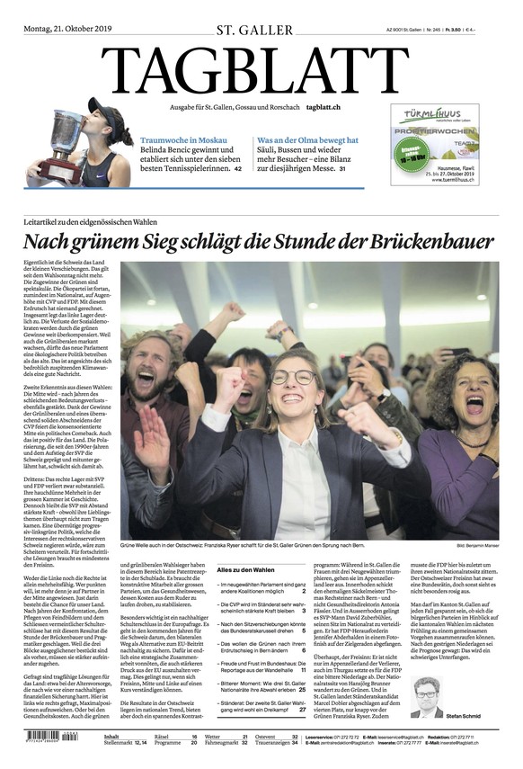 Tagblatt Cover Wahlsonntag