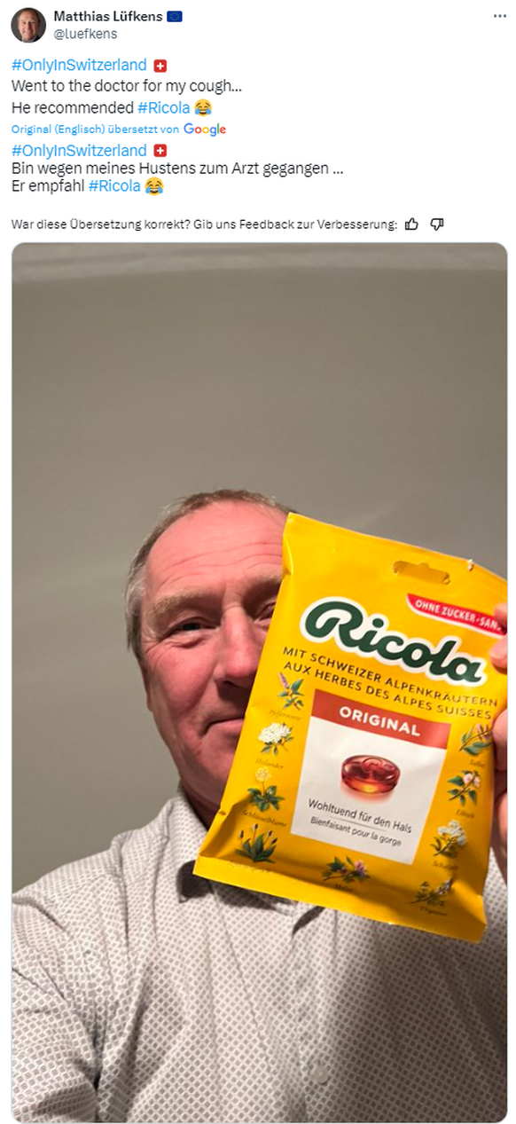 Only in Switzerland: Vom Arzt Ricola verschrieben