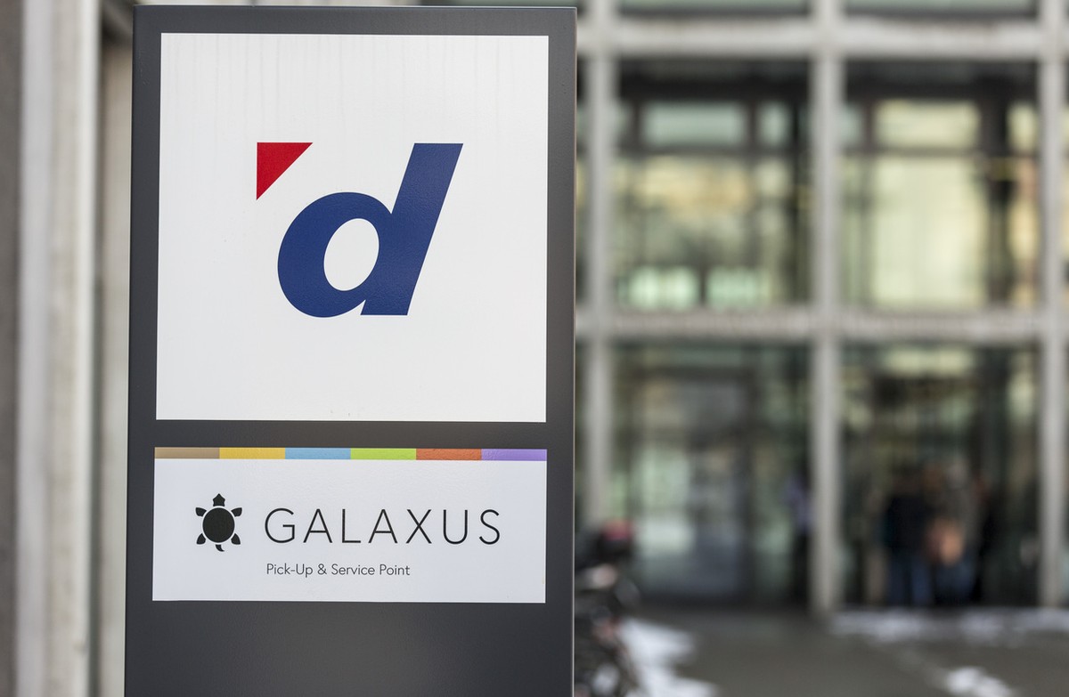 The company logos of Digitec and Galaxus, pictured on February 25, 2013, in front of a shop of Digitec AG in Zurich, Switzerland. Swiss company Digitec AG sells IT, entertainment electronics and telec ...
