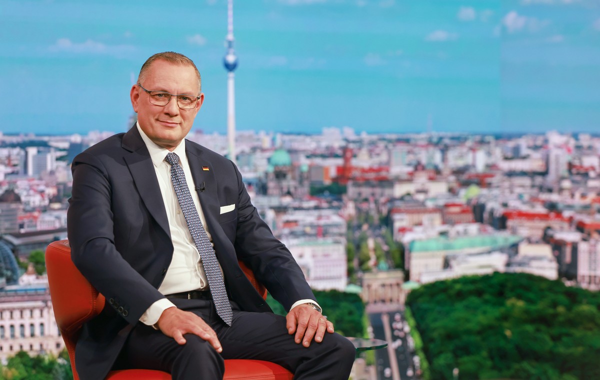 epa13186414 Co-leader of the Alternative for Germany (AfD) party Tino Chrupalla attends a summer interview with public broadcaster ARD, in Berlin, Germany, 23 August 2026. EPA/HANNIBAL HANSCHKE