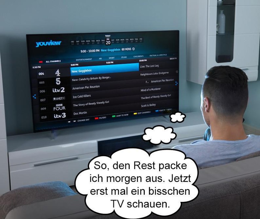 Umzug umziehen tv schauen zügeln