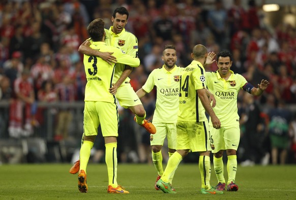 Football - Bayern Munich v FC Barcelona - UEFA Champions League Semi Final Second Leg - Allianz Arena, Munich, Germany - 12/5/15
Barcelona&#039;s Sergio Busquets, Gerard Pique, Jordi Alba, Javier Mas ...