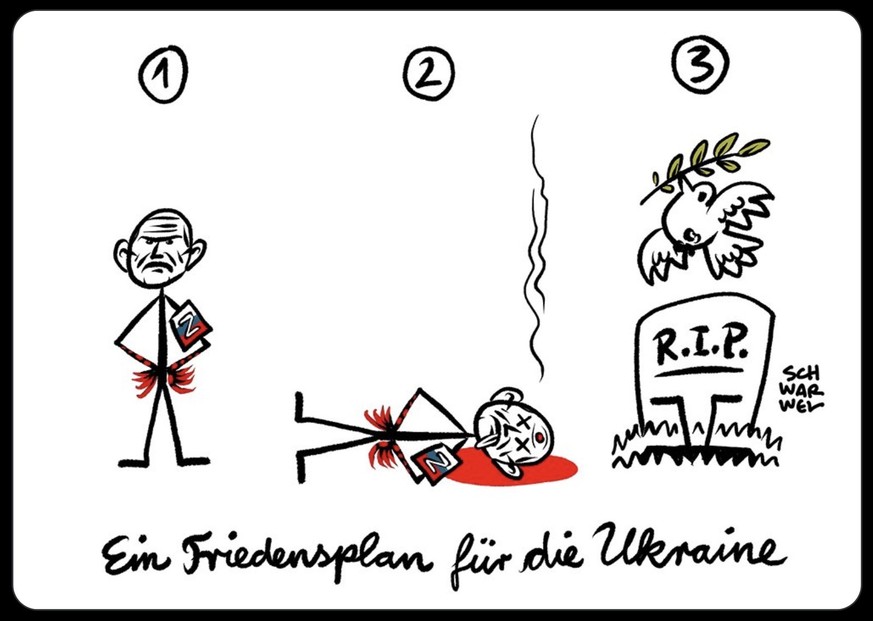Karikatur zu Ukraine-Krieg und Friedensplan
