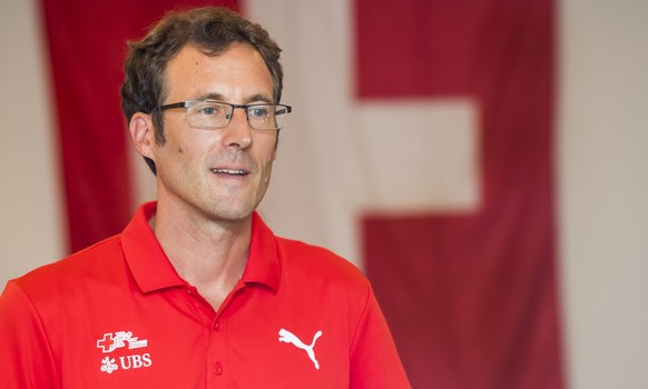 Philipp Bandi, head of sport for the Swiss Athletics Federation speaks during a press conference ahead of the IAAF World Athletics Championships, in Doha, Qatar, Thursday, September 26, 2019. (KEYSTON ...