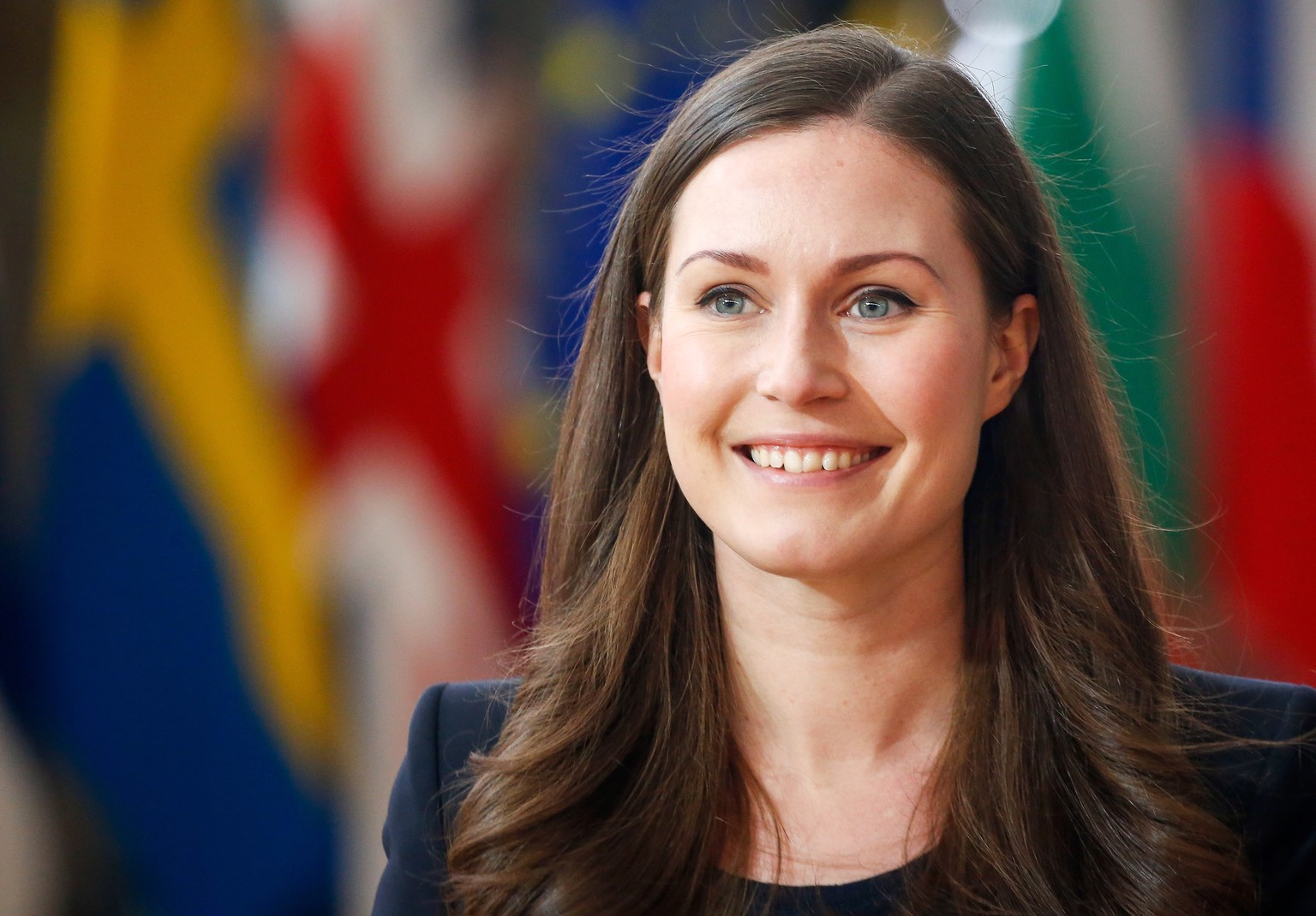 epa08065112 Finland&#039;s Prime Minister Sanna Marin arrives an European Council summit in Brussels, Belgium, 12 December 2019. An European Council meeting will be held in Brussels on 12 and 13 Decem ...