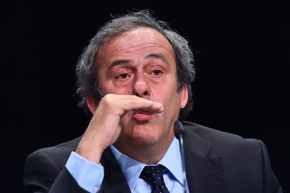 Zuerich, 28.5.2015, Fussball FIFA Kongress - PK Michel Platini, Michel Platini spricht an der Medienkonferenz zu den Journalisten. (Melanie Duchene/EQ Images)