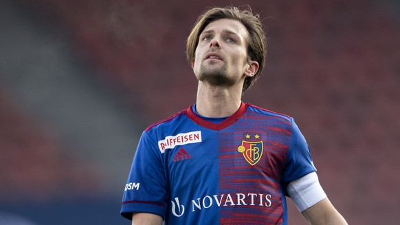 Basels Valentin Stocker reagiert im Fussball Meisterschaftsspiel der Super League zwischen dem FC Zuerich und dem FC Basel im Letzigrund, am Sonntag, 14. Februar 2021 in Zuerich. (KEYSTONE/Ennio Leanz ...