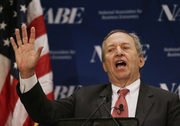Former U.S. Secretary of the Treasury and Harvard University's Lawrence Summers delivers remarks at the National Association for Business Economics Policy Conference in Arlington, Virginia February 24 ...