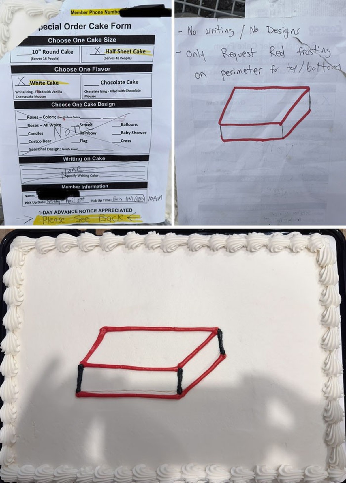 Fail: WIe der Kuchen bestellt wurde und wie er geliefert wurde