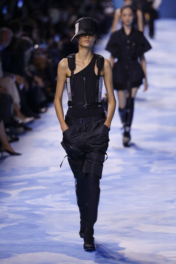 A model wears a creation as part of the Christian Dior Spring/Summer 2025 collection presented Tuesday, Sept. 24, 2024 in Paris. (Photo by Vianney Le Caer/Invision/AP)