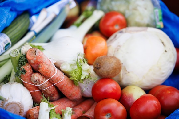 epa11314283 Vegetables lie on a cargo bike in front of the German Ministry for Food and Agriculture in Berlin, Germany, 02 May 2024. World Wildlife Fund For Nature (WWF) Germany and Deutsche Umwelthil ...