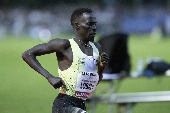 epa12239826 Dominic Lobalu of Switzerland in action during the Men&#039;s 1500m race at the International Athletics Meeting in Lucerne, Switzerland, 15 July 2025. EPA/URS FLUEELER