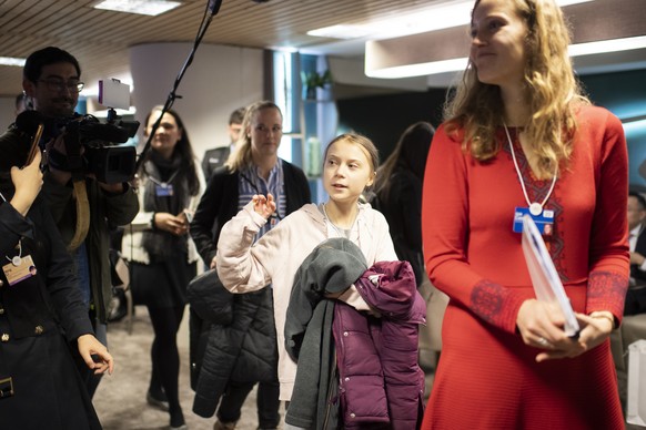 17-year old Swedish climate activist Greta Thunberg, is pictured after a panel session during the 50th annual meeting of the World Economic Forum, WEF, in Davos, Switzerland, Tuesday, January 21, 2020 ...