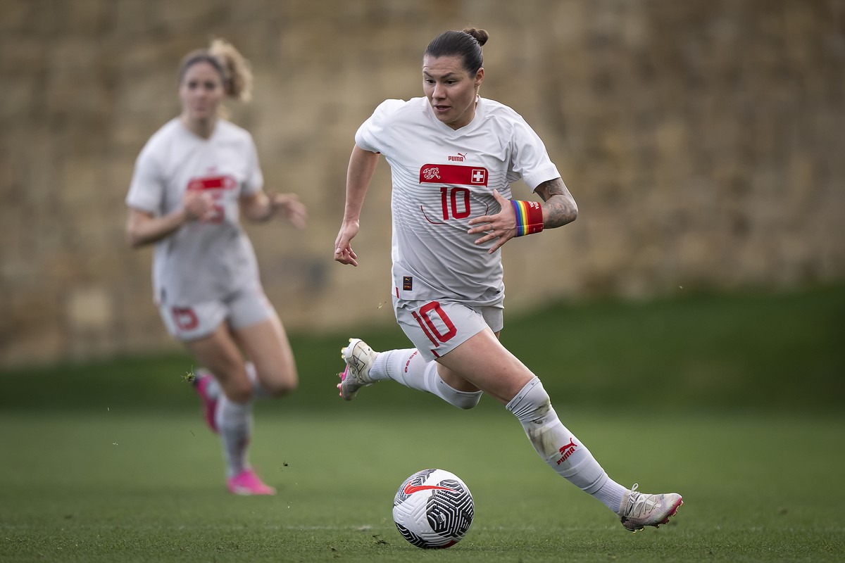 Switzerland's Ramona Bachmann in action during an international women's friendly soccer match between the national soccer teams Switzerland and Poland, at Marbella Football Center, in Marbel ...