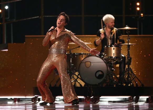 epa10615727 Wild Youth, a band of Ireland performs during a rehearsal for the 67th annual Eurovision Song Contest (ESC) at the M&amp;S Bank Arena in Liverpool, Britain, 08 May 2023. Liverpool is hosti ...