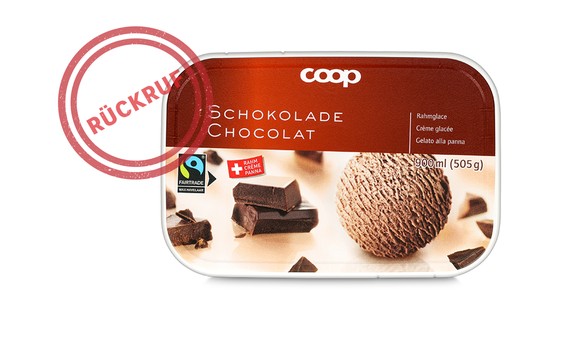 Rahmglace Coop Schokolade 900 Milliliter, Rückruf.
