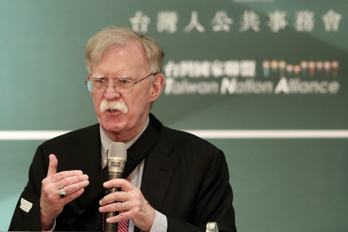 epa10601831 Former United States National Security Advisor John Bolton speaks during THE Formosan Association for Public Affairs (FAPA) 40th anniversary event in Taipei, Taiwan, 01 May 2023. Bolton la ...