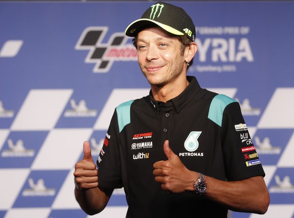 ABD0133_20210805 - SPIELBERG - �STERREICH: Moto-GP Fahrer Valentino Rossi (ITA / Petronas Yamaha) verk�ndet im Rahmen des Moto-GP of Styria am Donnerstag, 05. August 2021, w�hrend einer Pressekonferen ...