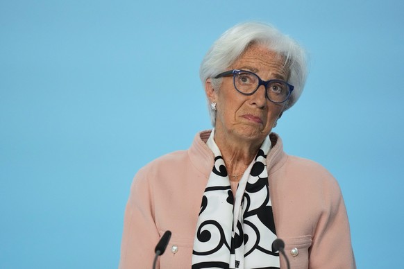 President of European Central Bank, Christine Lagarde, addresses the media during a press conference after an ECB&#039;s governing council meeting in Frankfurt, Germany, Thursday, April 17, 2025. (AP  ...