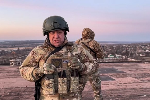FILE - In this image from video provided by Prigozhin Press Service on Friday, March 3, 2023, Yevgeny Prigozhin, the owner of the Wagner Group military company, addresses Ukrainian President Volodymyr ...