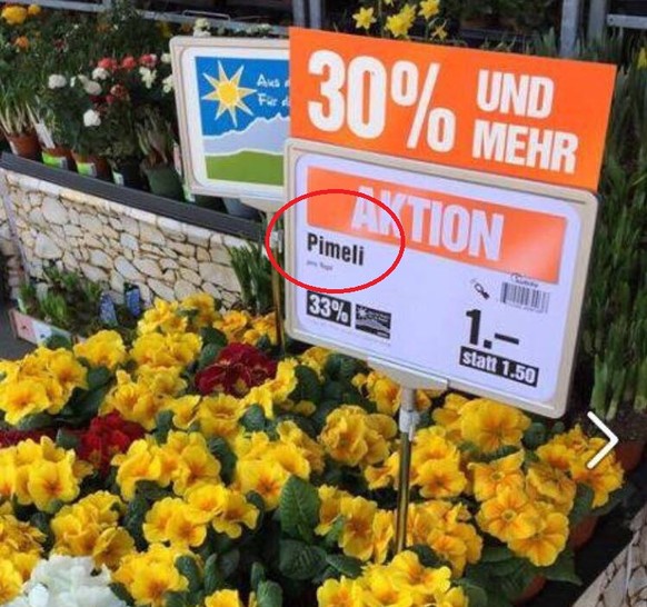 Neulich in Ihrer Migros: Pimeli statt Primeli.