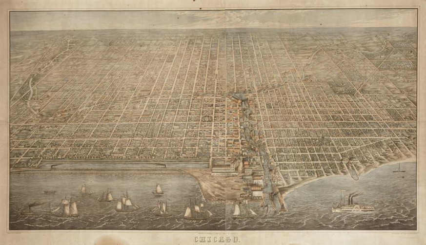 Postkarte von Chicago, 1857.<br data-editable="remove">
