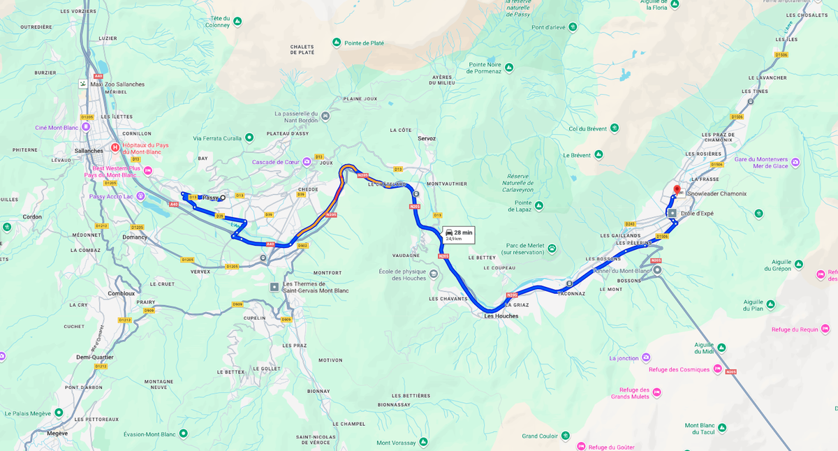 L'accident s'est produit sur la route entre entre Chamonix et Passy.