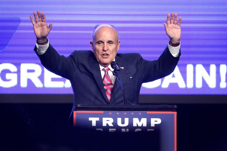 epa07872762 (FILE) - Former New York City Mayor, Rudy Giuliani, speaks during US Republican presidential candidate Donald Trump&#039;s election campaign event in Miami, Florida, USA, 16 September 2016 ...