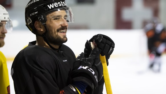 Berns Vincent Praplan, fotografiert waehrend dem ersten offiziellen Eistraining der Saison 2019/20, am Montag, 5. August 2019, in der Postfinance Arena in Bern. (KEYSTONE/Anthony Anex)