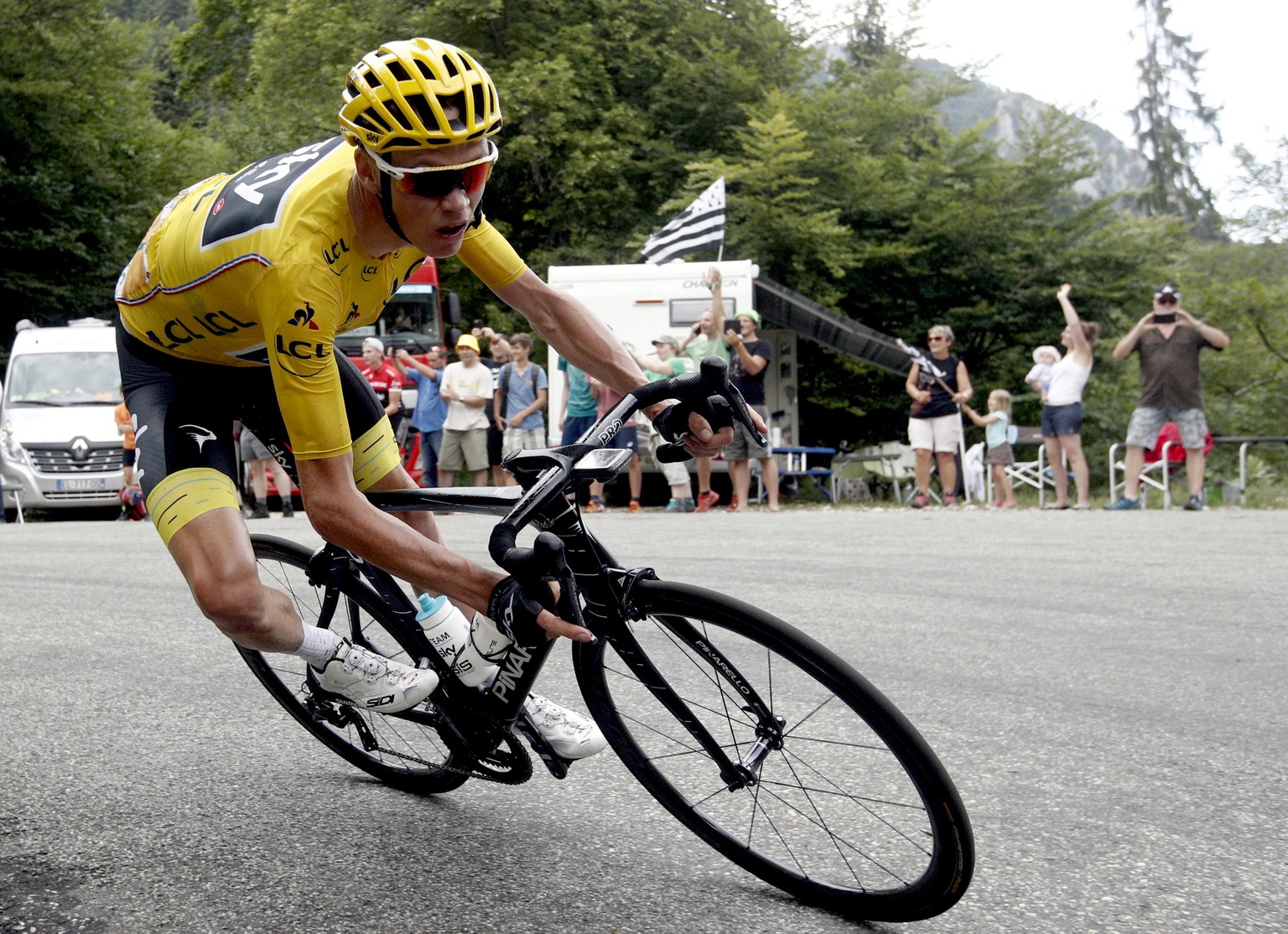 epa06854530 (FILE) Team Sky rider Christopher Froome of Britain in action during the 9th stage of the 104th edition of the Tour de France cycling race over 181,5 km between Nantua and Chambery, France ...