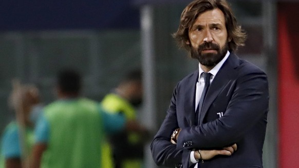 epa09224234 Juventus&#039; coach Andrea Pirlo reacts during the Italian Serie A soccer match Bologna FC vs Juventus FC at Renato Dall&#039;Ara stadium in Bologna, Italy, 23 May 2021. EPA/ELISABETTA BA ...