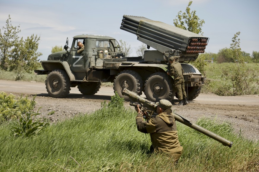 A Donetsk People&#039;s Republic militia serviceman gets ready to fire with a man-portable air defense system at a position not far from Panteleimonivka, in territory under the government of the Donet ...
