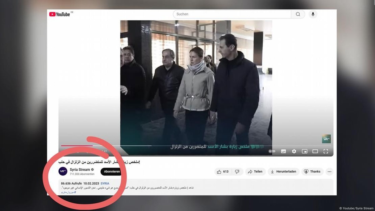 Die Videoaufnahme des Besuchs Assads bei den Erdbebenopfern im Spital von Aleppo stammt vom 10. Februar 2023.