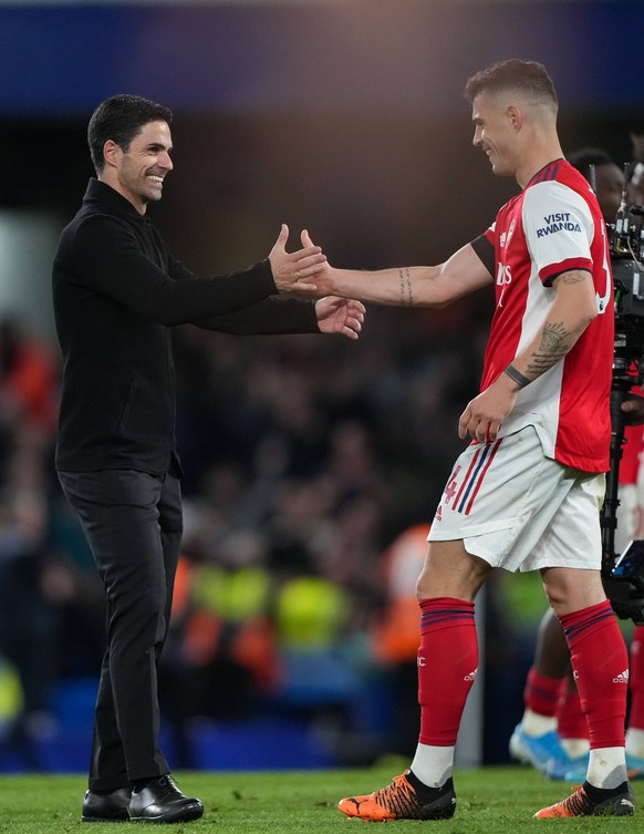 IMAGO / PRiME Media Images

Arsenal manager Mikel Arteta and Granit Xhaka of Arsenal during the Premier League match between Chelsea and Arsenal at Stamford Bridge, London, England on 20 April 2022. P ...