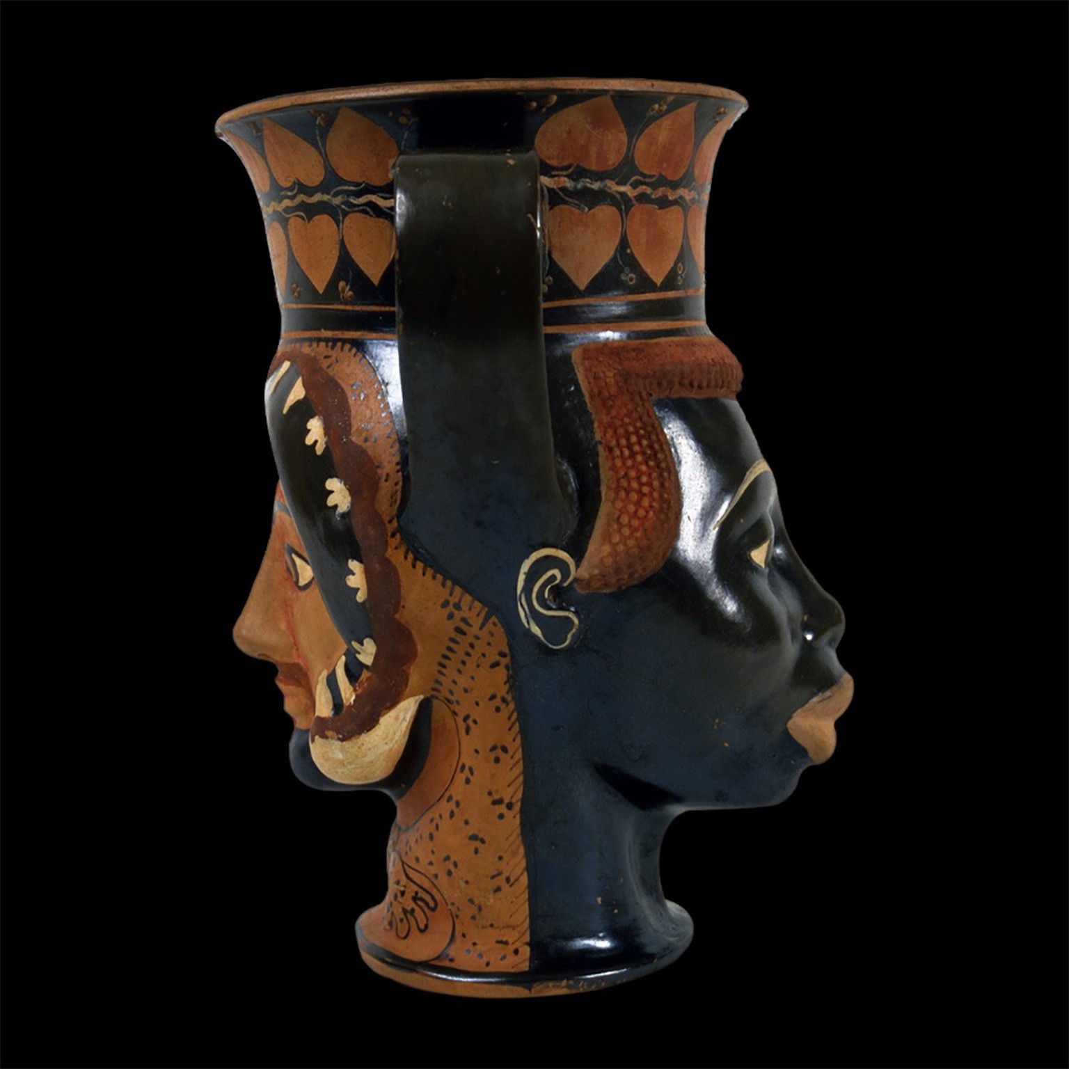 Keramikgefäss «Kantharos» mit dem Kopf eines Europäers und eines Afrikaners, 480-470 v. Chr.
https://www.museivaticani.va/content/museivaticani/en/collezioni/musei/museo-gregoriano-etrusco/sala-xix--e ...