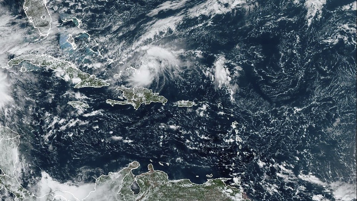 This satellite image provided by NOAA on Saturday, Oct. 19, 2024 shows Hurricane Oscar. (NOAA via AP)