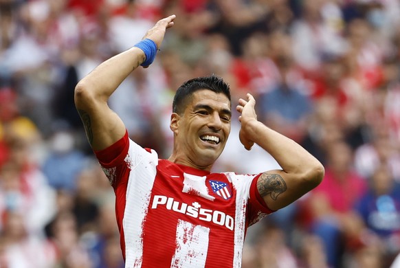 epa09949645 Atletico&#039;s Luis Suarez reacts during the Spanish LaLiga soccer match between Atletico Madrid and Sevilla FC in Madrid, Spain, 15 May 2022. EPA/Sergio Perez