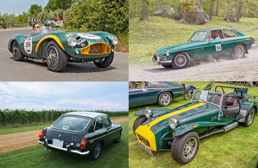 british racing green autofarbe aston martin MGB lotus super seven caterham auto design