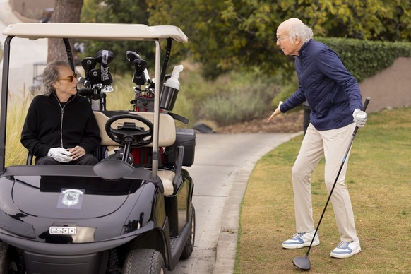 This image released by HBO shows Richard Lewis, left, and Larry David in a scene from season 12 of "Control your enthusiasm." Lewis, an acclaimed comedian known for exploring his neuroses in...