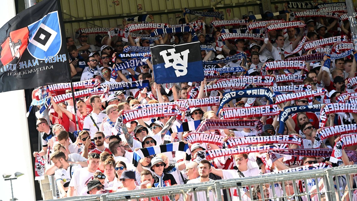 28.05.2023, xjhx, Fussball 2.Bundesliga, SV Sandhausen - Hamburger SV emspor, v.l. Fans Schals Stimmung, Choreo Hamburger SV DFL/DFB REGULATIONS PROHIBIT ANY USE OF PHOTOGRAPHS as IMAGE SEQUENCES and/ ...