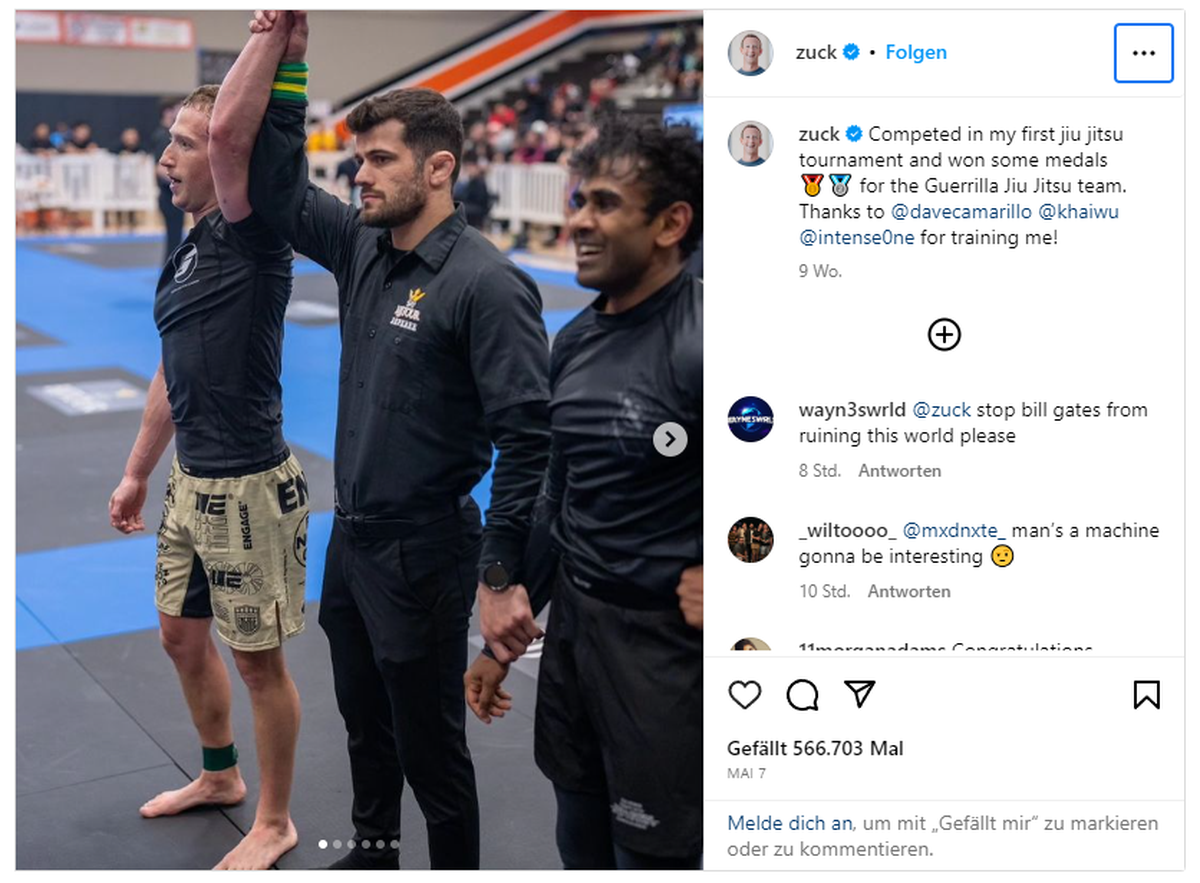 Im Mai bestritt Zuckerberg sein erstes Jiu-Jitsu-Turnier.