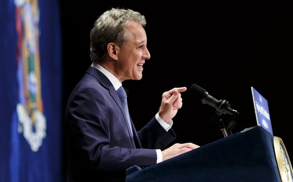 epa06093448 New York State Attorney General Eric Schneiderman speaks during an event with New York Governor Andrew Cuomo where they, and other elected officials, promised to protect healthcare for New ...