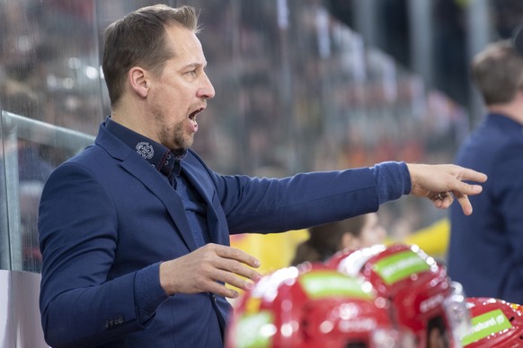 Biels Head Coach, Antti Toermaenen, waehrend dem fuenften Playoff Viertelfinalspiel der National League, zwischen dem EHC Biel und dem HC Ambri-Piotta, am Dienstag 19. Maerz 2019 in der Tissot Arena i ...